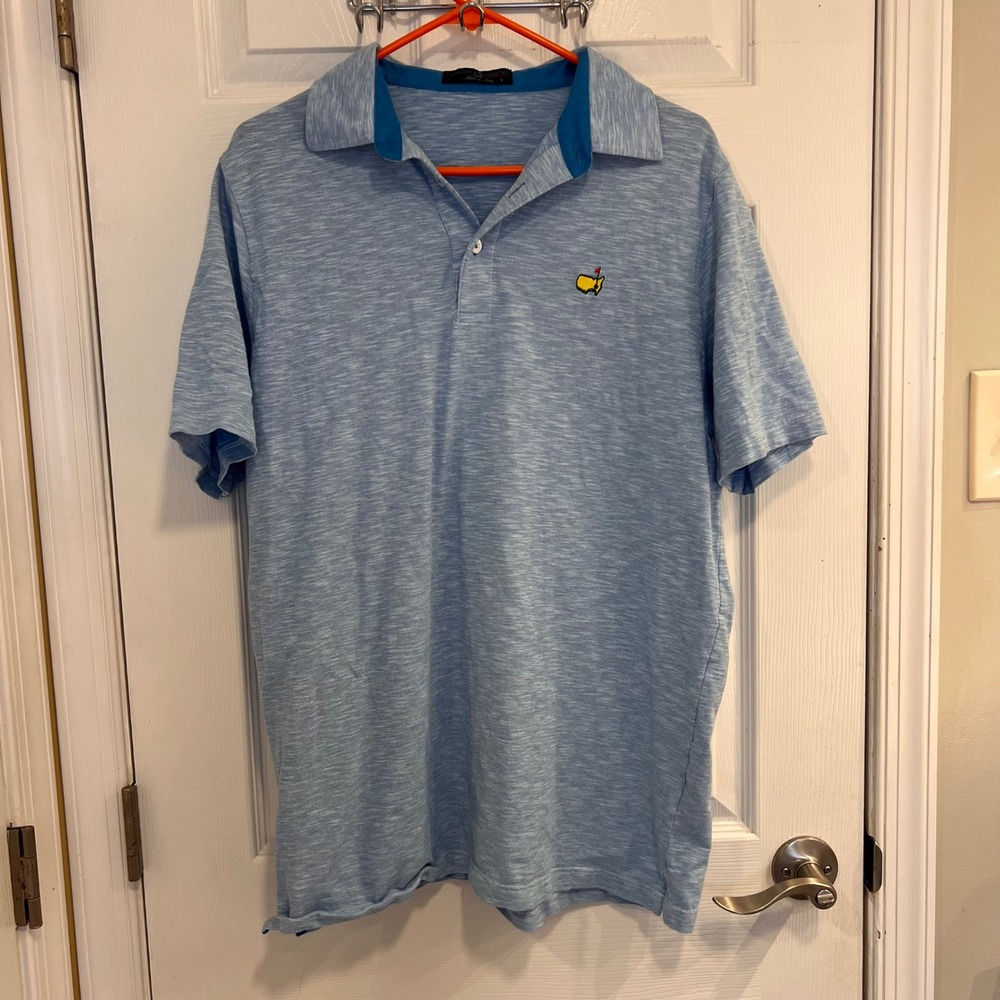 Clubhouse Collection Masters Polo Shirt Mens Large Light Blue Made in Italy Golf
